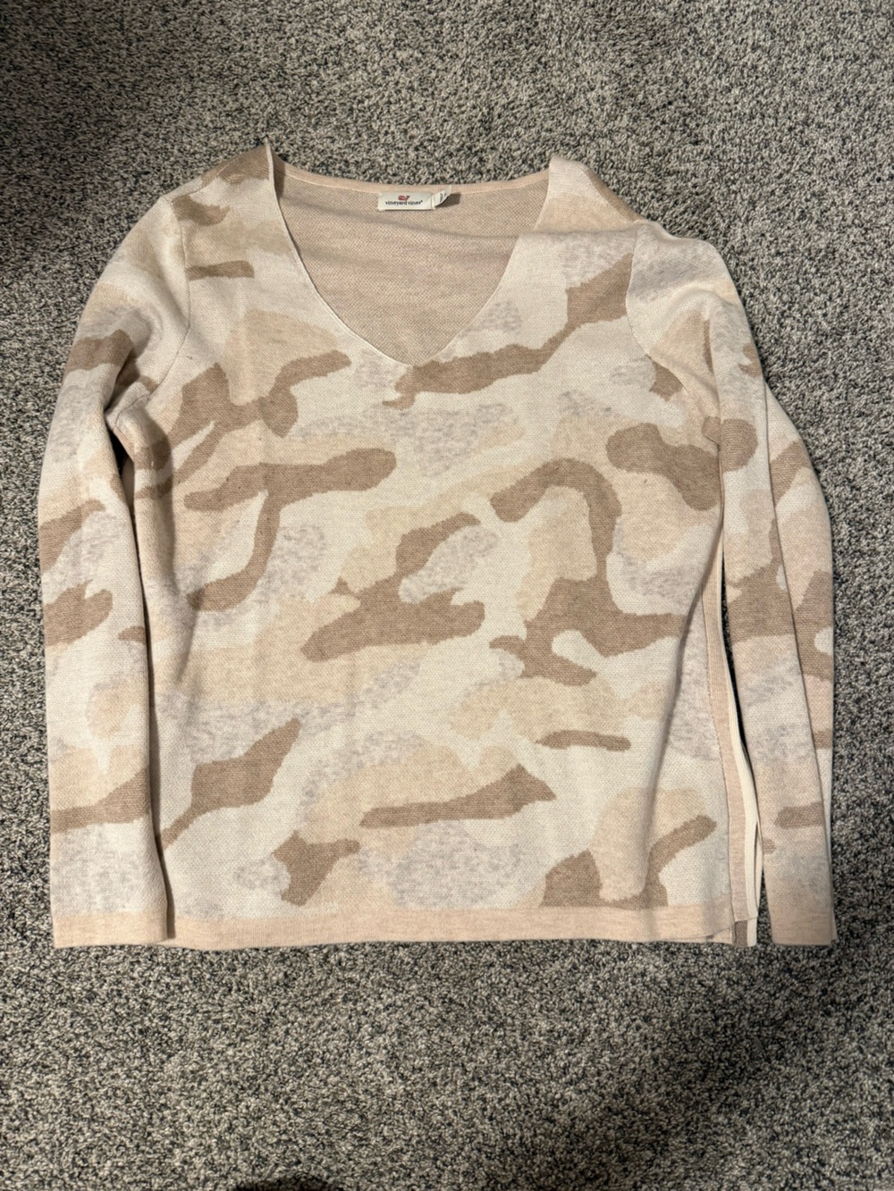 Vineyard Vines Beige & Tan Camouflage Crewneck Sweater